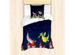 Abakuhaus Set Copripiumino Per Letti Singoli, Castello E Drago Volante, Antiacaro, Adatto A Chi Soffre Di Allergie, Con Federa, 135 Cm X 200 Cm - 80 X 80 Cm, Multicolore