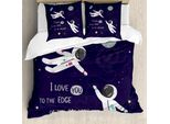 Abakuhaus Universo Set Copripiumino Per Letti Singoli, Astronauts Liebe Wording, Antiacaro, Adatto A Chi Soffre Di Allergie, Con Federa, 155 Cm X 220 Cm - 80 X 80 Cm, Viola Scuro Multicolore