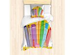 Abakuhaus Singapore Set Copripiumino Per Letti Singoli, Tipografia E Skyline, Antiacaro, Adatto A Chi Soffre Di Allergie, Con Federa, 135 Cm X 200 Cm - 80 X 80 Cm, Multicolore