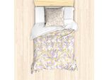 Abakuhaus Set Copripiumino Per Letto Singolo, Fiori In Tonalità Pastello, Antiacaro, Adatto A Chi Soffre Di Allergie, Con Federa, 135 Cm X 200 Cm - 80 X 80 Cm, Malva Senape