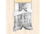 Abakuhaus Nyc Set Copripiumino Per Letti Singoli, Disegno Creativo Del Ponte, Antiacaro, Adatto A Chi Soffre Di Allergie, Con Federa, 135 Cm X 200 Cm - 80 X 80 Cm, Grigio Antracite Bianco