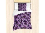 Abakuhaus Set Copripiumino Per Letto Singolo, Pinsel Sommer Flora, Antiacaro, Adatto A Chi Soffre Di Allergie, Con Federa, 135 Cm X 200 Cm - 80 X 80 Cm, Grigio Viola