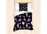 Abakuhaus Set Copripiumino Extraterrestre Per Letti Singoli, Galaxy Asteroid Ufo Astronaut, Antiacaro, Adatto A Chi Soffre Di Allergie, Con Federa, 135 Cm X 200 Cm - 80 X 80 Cm, Multicolore