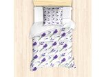 Abakuhaus Set Copripiumino Per Letti Singoli, Bouquet Di Lavanda Ripetuti, Antiacaro, Adatto A Chi Soffre Di Allergie, Con Federa, 135 Cm X 200 Cm - 80 X 80 Cm, Viola-Verde Felce