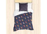 Set Copripiumino Abakuhaus Per Letti Singoli, Stile Ombrelli Diagonali Drops, Antiacaro, Adatto A Chi Soffre Di Allergie, Con Federa, 135 Cm X 200 Cm - 80 X 80 Cm, Dark Indigo Multicolor