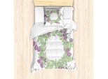 Abakuhaus Set Copripiumino Dai Colori Tenui Per Letti Singoli, Himbeer-Kranz, Antiacaro, Adatto A Chi Soffre Di Allergie, Con Federa, 135 Cm X 200 Cm - 80 X 80 Cm, Verde Chiaro Fucsia Pallido