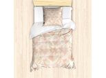 Abakuhaus Set Copripiumino Botanico Per Letti Singoli, Uccellini Su Fiori, Antiacaro, Adatto A Chi Soffre Di Allergie, Con Federa, 135 Cm X 200 Cm - 80 X 80 Cm, Blush Peach