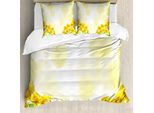 Abakuhaus Set Copripiumino Per Letto Singolo Con Motivi Floreali, Sunflowers Blots, Antiacaro E Anallergico, Con Federa, 155 Cm X 220 Cm - 80 X 80 Cm, Giallo Pallido