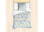 Abakuhaus Set Copripiumino Per Letti Singoli, Fiori In Fiore E Boccioli, Antiacaro, Adatto A Chi Soffre Di Allergie, Con Federa, 135 Cm X 200 Cm - 80 X 80 Cm, Multicolore