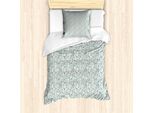 Abakuhaus Set Copripiumino Botanico Per Letti Singoli, Fiori Autunnali, Antiacaro, Adatto A Chi Soffre Di Allergie, Con Federa, 135 Cm X 200 Cm - 80 X 80 Cm, Blu Ardesia E Verde Salvia