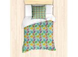 Abakuhaus Set Copripiumino Per Letto Singolo, Animali Colorati A Pois, Antiacaro, Adatto A Chi Soffre Di Allergie, Con Federa, 135 Cm X 200 Cm - 80 X 80 Cm, Turchese E Multicolore