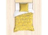 Abakuhaus Set Copripiumino Per Letti Singoli Con Motivo Farfalle, Insetti Romantici, Antiacaro, Adatto A Chi Soffre Di Allergie, Con Federa, 135 Cm X 200 Cm - 80 X 80 Cm, Color Terra Giallo
