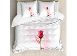 Set Copripiumino Abakuhaus Per Letti Singoli, Romantico Motivo Con Rose, Antiacaro, Adatto A Chi Soffre Di Allergie, Con Federa, 155 Cm X 220 Cm - 80 X 80 Cm, Rosa Corallo Scuro