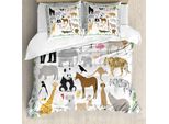 Abakuhaus Set Copripiumino Per Letti Singoli, Vari Animali Della Foresta, Antiacaro, Adatto A Chi Soffre Di Allergie, Con Federa, 155 Cm X 220 Cm - 80 X 80 Cm, Multicolore