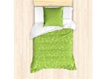 Abakuhaus Set Copripiumino Per Letti Singoli, Motivi Floreali Semplici, Antiacaro E Anallergico Con Federa, 135 Cm X 200 Cm - 80 X 80 Cm, Verde Lime E Bianco
