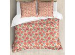 Abakuhaus Set Copripiumino Per Letti Singoli, Motivo Floreale Estivo, Antiacaro, Adatto A Chi Soffre Di Allergie, Con Federa, 155 Cm X 220 Cm - 80 X 80 Cm, Guscio D'uovo Corallo Scuro