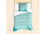 Abakuhaus Set Copripiumino Astratto Per Letti Singoli, Gabbiani Che Volano Sulle Onde, Antiacaro, Adatto A Chi Soffre Di Allergie, Con Federa, 135 Cm X 200 Cm - 80 X 80 Cm, Seafoam Seafoam