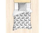 Abakuhaus Set Copripiumino Per Letti Singoli, Motivo Monocromatico Con Biciclette, Antiacaro E Anallergico, Con Federa, 135 Cm X 200 Cm - 80 X 80 Cm, Grigio Antracite E Bianco