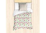 Abakuhaus Set Copripiumino Per Letti Singoli, Tropical Pastell Gekritzelart, Antiacaro, Adatto A Chi Soffre Di Allergie, Con Federa, 135 Cm X 200 Cm - 80 X 80 Cm, Bianco Multicolore