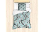 Abakuhaus Set Copripiumino Per Letto Singolo, Motivo Royal Flower, Antiacaro, Adatto A Chi Soffre Di Allergie, Con Federa, 135 Cm X 200 Cm - 80 X 80 Cm, Seafoam Palisander