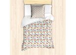 Abakuhaus Jungle Nursery Set Copripiumino Per Letti Singoli, Sloth Su Autobus Ast, Antiacaro, Adatto A Chi Soffre Di Allergie, Con Federa, 135 Cm X 200 Cm - 80 X 80 Cm, Bianco E Multicolore