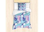 Abakuhaus Set Copripiumino Geometrico Per Letti Singoli, Stile Memphis Anni '80, Antiacaro, Adatto A Chi Soffre Di Allergie, Con Federa, 135 Cm X 200 Cm - 80 X 80 Cm, Sky Blue Multicolor