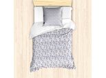 Abakuhaus Set Copripiumino Botanico Per Letti Singoli, Fiori Vintage Innocenti, Antiacaro, Adatto A Chi Soffre Di Allergie, Con Federa, 135 Cm X 200 Cm - 80 X 80 Cm, Blu Cielo, Grigio, Rosa