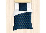 Abakuhaus Set Copripiumino Geometrico Per Letti Singoli, Tema Triangoli, Antiacaro, Adatto A Chi Soffre Di Allergie, Con Federa, 135 Cm X 200 Cm - 80 X 80 Cm, Blu Notte E Giallo Terra