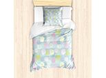 Abakuhaus Set Copripiumino Per Letti Singoli, Fiori Rosa Pastello, Antiacaro, Adatto A Chi Soffre Di Allergie, Con Federa, 135 Cm X 200 Cm - 80 X 80 Cm, Azzurro E Multicolore