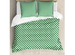 Abakuhaus Set Copripiumino Abstract Green, Motivo A Quadretti E Linee Incrociate, 155 X 220 Cm + 80 X 80 Cm, Verde Verde Felce