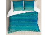 Set Copripiumino Abakuhaus, Motivi Creativi Ispirati A Triangoli Disposti Orizzontalmente, 155 X 220 Cm + 80 X 80 Cm, Blu Mare Blu Cadetto