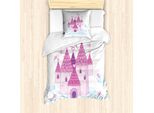 Abakuhaus Set Copripiumino Per Letto Singolo, Magie Tale Fantasy Princess, Antiacaro, Adatto A Chi Soffre Di Allergie, Con Federa, 135 Cm X 200 Cm - 80 X 80 Cm, Fucsia Rosa Baby