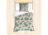 Abakuhaus Set Copripiumino Per Letti Singoli, Motivi Floreali Vintage, Antiacaro, Adatto A Chi Soffre Di Allergie, Con Federa, 135 Cm X 200 Cm - 80 X 80 Cm, Blu Cadetto Umber
