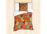 Abakuhaus Set Copripiumino Per Letti Singoli, Motivo Astratto Colorato, Antiacaro, Adatto A Chi Soffre Di Allergie, Con Federa, 135 Cm X 200 Cm - 80 X 80 Cm, Arancione Bruciato Multicolore