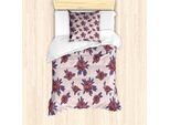 Abakuhaus Set Copripiumino Per Letti Singoli, Fiori Di Peonia Sbocciati, Antiacaro, Adatto A Chi Soffre Di Allergie, Con Federa, 135 Cm X 200 Cm - 80 X 80 Cm, Blush Pale Aubergine