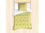 Abakuhaus Set Copripiumino Dai Colori Tenui Per Letti Singoli, Fiori Estivi Retrò, Antiacaro, Adatto A Chi Soffre Di Allergie, Con Federa, 135 Cm X 200 Cm - 80 X 80 Cm, Pale Yellow Earth Giallo