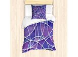 Set Copripiumino Abakuhaus Per Letti Singoli, Vetrate Moderne, Antiacaro, Adatto A Chi Soffre Di Allergie, Con Federa, 135 Cm X 200 Cm - 80 X 80 Cm, Viola Blu Bianco