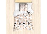 Set Copripiumino Abakuhaus Hipster Per Letti Singoli, Cuscino Con Scritte, Antiacaro, Adatto A Chi Soffre Di Allergie, Con Federa, 135 Cm X 200 Cm - 80 X 80 Cm, Pesca Blu Grigio