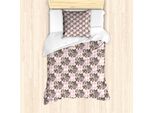 Abakuhaus Set Copripiumino Per Letto Singolo, Peonie Incise In Stile Grunge, Antiacaro E Anallergico, Con Federa, 135 Cm X 200 Cm - 80 X 80 Cm, Rosa Pallido E Bianco