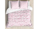 Abakuhaus Set Copripiumino Vintage Valentine, Motivo Pastello Con Cuori E Cerchi, 200 X 200 Cm + 80 X 80 Cm, Rosa Pallido
