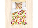 Set Copripiumino Abakuhaus Luau Per Letti Singoli, Uccelli Colorati In Stile Retrò, Antiacaro E Anallergico Con Federa, 135 Cm X 200 Cm - 80 X 80 Cm, Multicolore