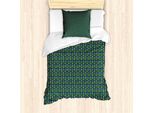 Set Copripiumino Abakuhaus Per Letti Singoli, Motivi Floreali Geometrici, Antiacaro E Anallergico, Con Federa, 135 Cm X 200 Cm - 80 X 80 Cm, Verde Faraone Scuro