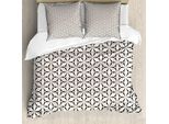 Abakuhaus Set Copripiumino Astratto Per Letti Singoli, Foglie E Fiori Geometrici, Antiacaro, Adatto A Chi Soffre Di Allergie, Con Federa, 155 Cm X 220 Cm - 80 X 80 Cm, Champagne Grigio Antracite