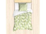 Abakuhaus Luau Set Copripiumino Per Letti Singoli, Foglie Di Palma Plumeria Botaniche, Antiacaro, Adatto A Chi Soffre Di Allergie, Con Federa, 135 Cm X 200 Cm - 80 X 80 Cm, Verde Oliva Chiaro Senape
