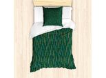 Set Copripiumino Abakuhaus Per Letti Singoli, Foglie Esotiche Tropic Hawaii, Antiacaro, Adatto A Chi Soffre Di Allergie, Con Federa, 135 Cm X 200 Cm - 80 X 80 Cm, Verde Scuro