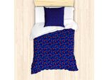 Abakuhaus Set Copripiumino Per Letti Singoli, Libellule A Pois, Antiacaro, Adatto A Chi Soffre Di Allergie, Con Federa, 135 Cm X 200 Cm - 80 X 80 Cm, Vermiglio Indaco