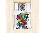 Set Copripiumino Abakuhaus Per Letti Singoli, Back To School Monster, Antiacaro, Adatto A Chi Soffre Di Allergie, Con Federa, 135 Cm X 200 Cm - 80 X 80 Cm, Multicolore