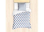 Abakuhaus Set Copripiumino Per Letto Singolo "Giorno Dell'indipendenza"", American Patriotic, Antiacaro, Adatto A Chi Soffre Di Allergie, Con Federa, 135 Cm X 200 Cm - 80 X 80 Cm, Bianco E Blu Cobalto"