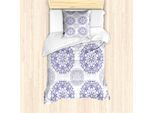 Abakuhaus Set Copripiumino Orientale Per Letti Singoli, Mandala Floreale Con Cuori, Antiacaro, Adatto A Chi Soffre Di Allergie, Con Federa, 135 Cm X 200 Cm - 80 X 80 Cm, Lavanda Scuro Bianco