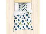 Abakuhaus Set Copripiumino Per Letti Singoli, Disegno Blueberry Foglie Art, Antiacaro, Adatto A Chi Soffre Di Allergie, Con Federa, 135 Cm X 200 Cm - 80 X 80 Cm, Blu Petrolio, Bianco, Verde